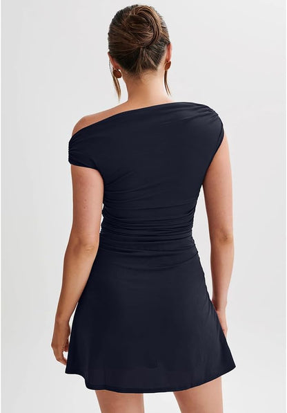 Aria | One-Shoulder Ruched Mini Dress