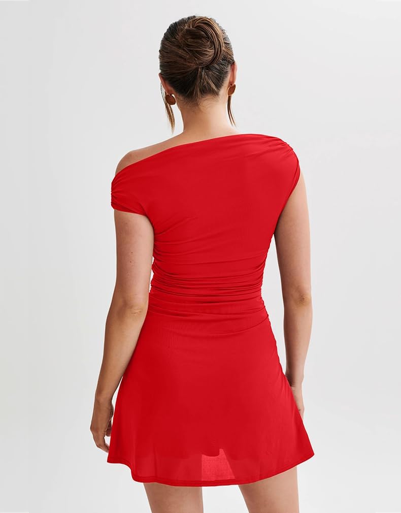 Aria | One-Shoulder Ruched Mini Dress