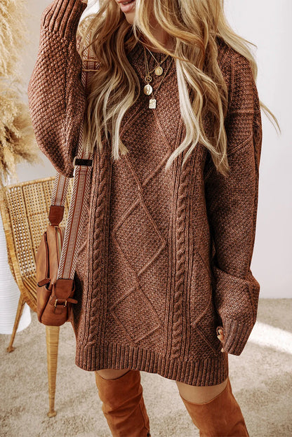 Marielle | Cable-Knit Round Neck Sweater Dress