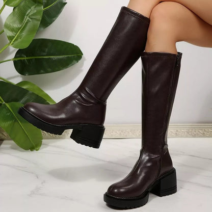Noelle | Round Toe Block Heel Boots
