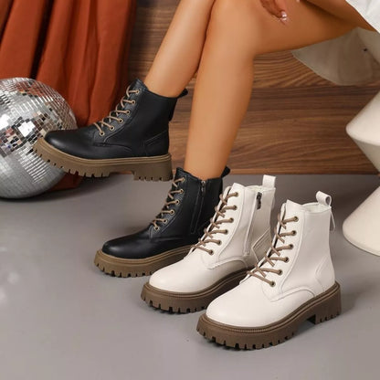 Amara | Lace-Up Round Toe Boots