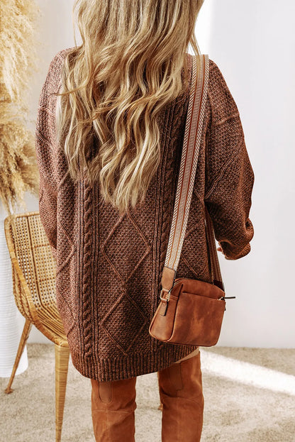 Marielle | Cable-Knit Round Neck Sweater Dress