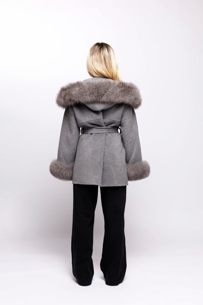 Anna | Wool Coat with Fur Cuffs