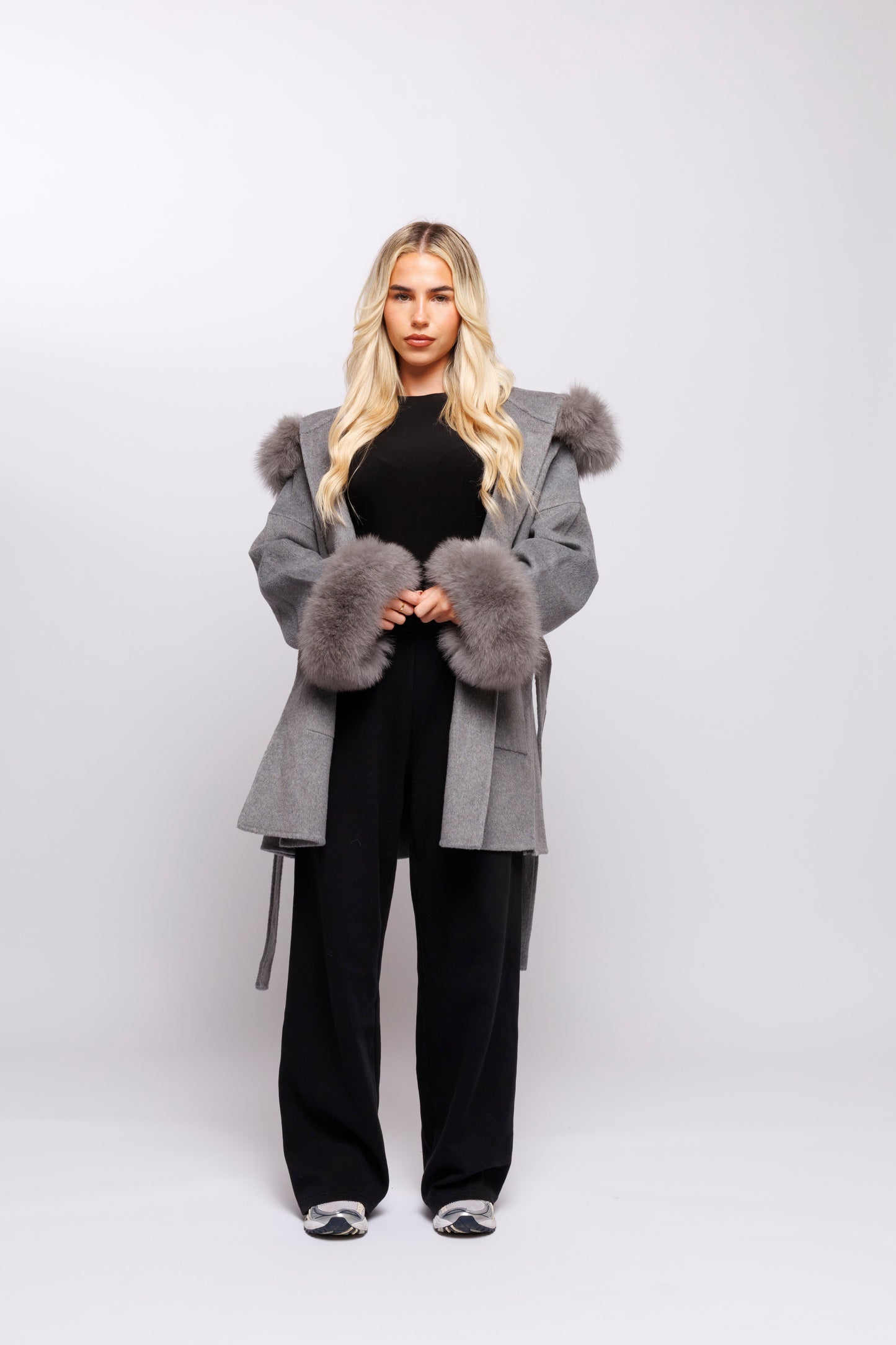 Anna | Wool Coat with Fur Cuffs