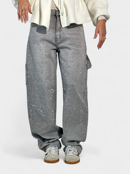 Zara | Crystal Embellished Denim Jeans