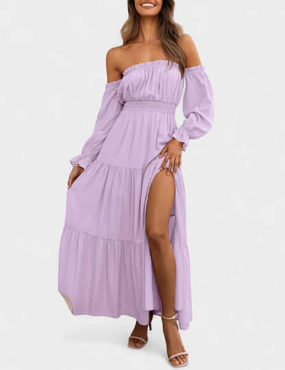 Isla | Off-Shoulder Tiered Maxi Dress