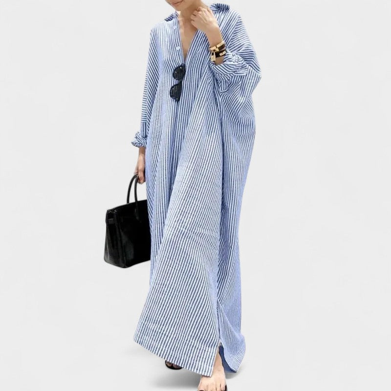 Camille | Striped Lapel Maxi Dress