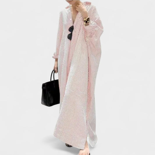 Camille | Striped Lapel Maxi Dress