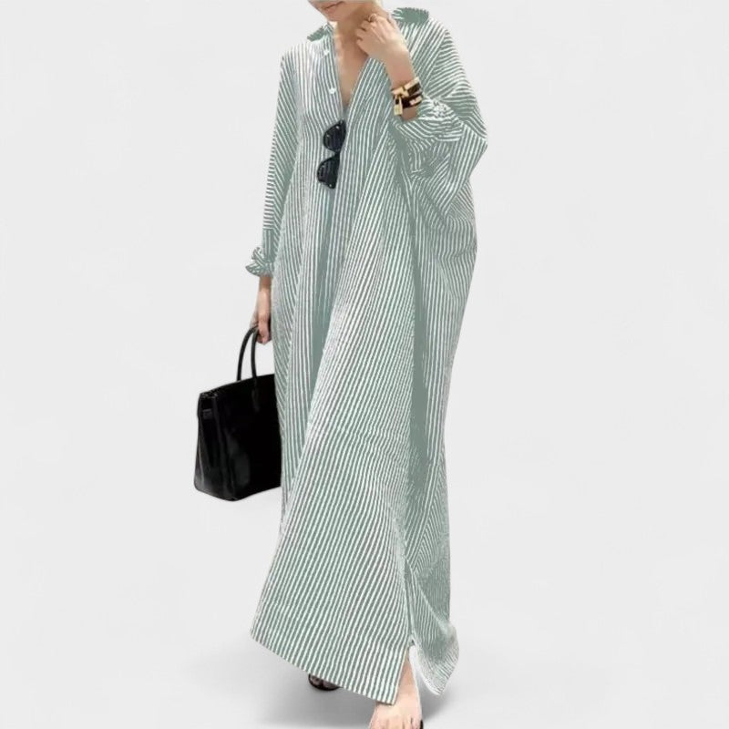 Camille | Striped Lapel Maxi Dress