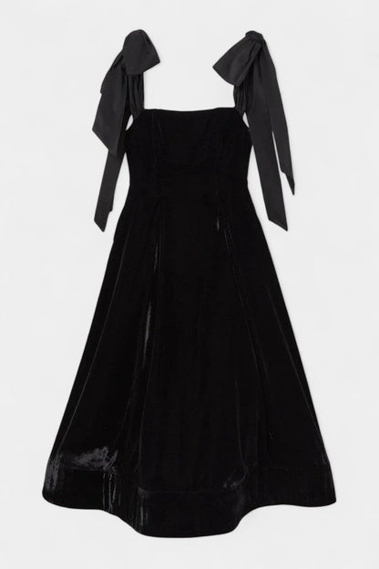 Ajla | Strapless Velvet Bow Midi Dress - Lora Toronto