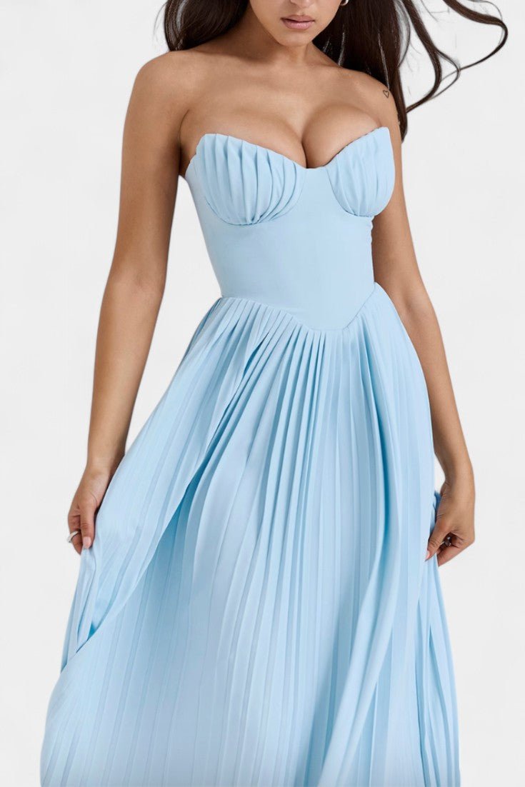 Alyce | Strapless Pleated Dress - Lora Toronto