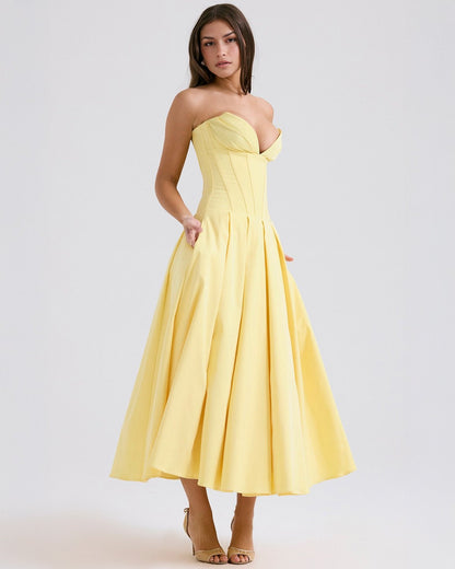 Amalfi | Strapless Midi Dress - Lora Toronto