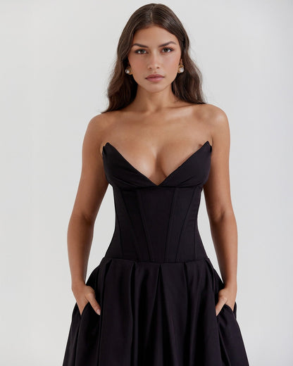 Amalfi | Strapless Midi Dress - Lora Toronto