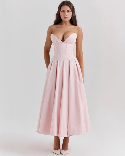 Amalfi | Strapless Midi Dress - Lora Toronto