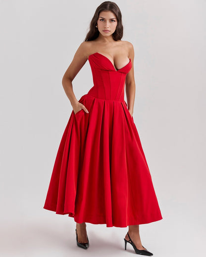 Amalfi | Strapless Midi Dress - Lora Toronto
