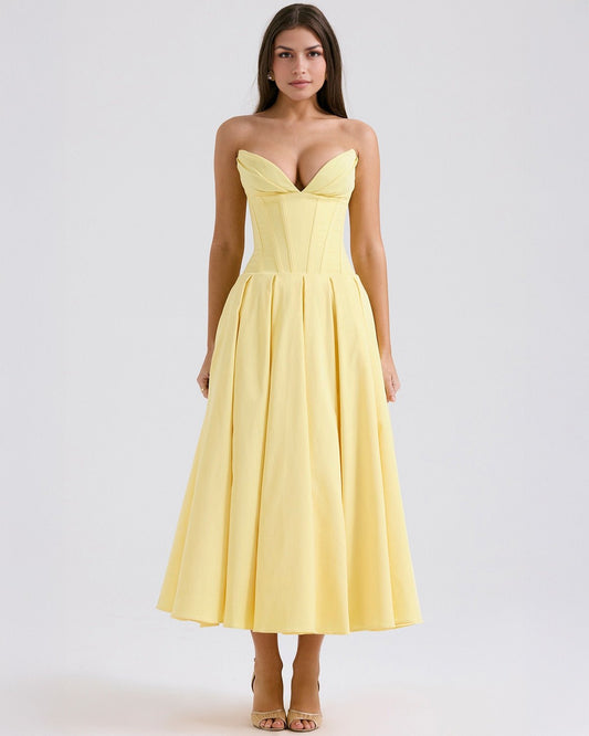 Amalfi | Strapless Midi Dress - Lora Toronto