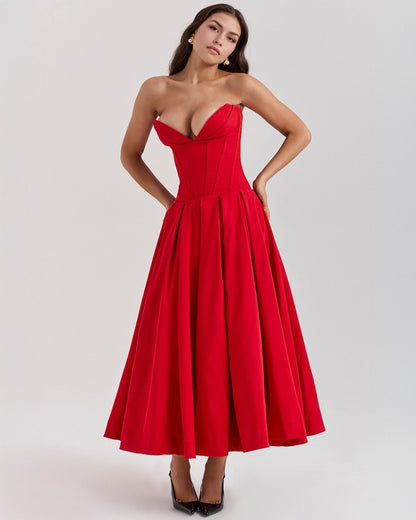 Amalfi | Strapless Midi Dress - Lora Toronto
