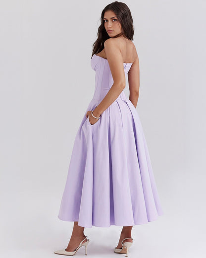 Amalfi | Strapless Midi Dress - Lora Toronto