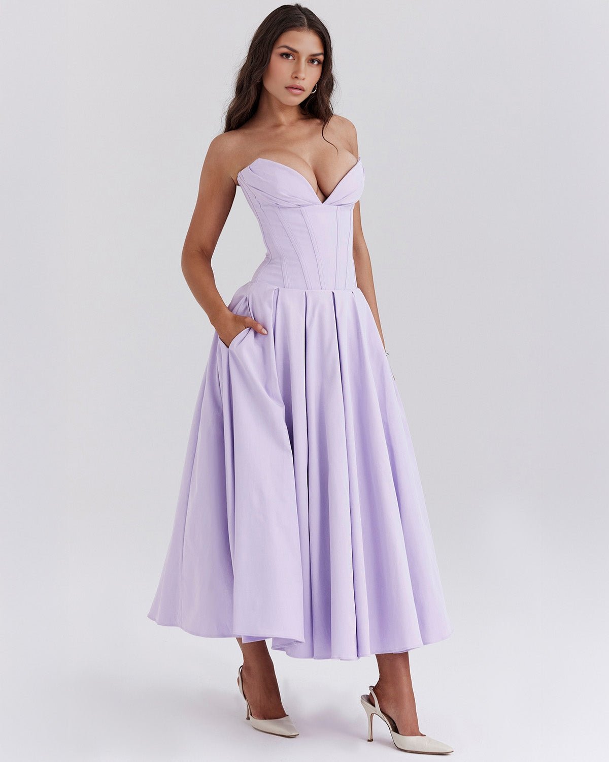 Amalfi | Strapless Midi Dress - Lora Toronto
