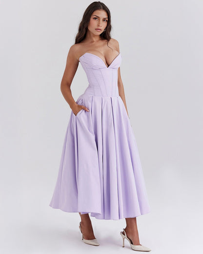 Amalfi | Strapless Midi Dress - Lora Toronto