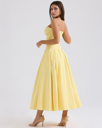 Amalfi | Strapless Midi Dress - Lora Toronto