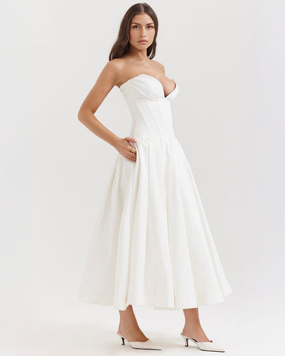 Amalfi | Strapless Midi Dress - Lora Toronto