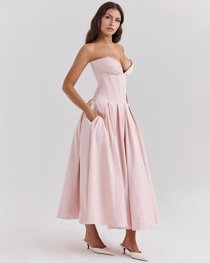 Amalfi | Strapless Midi Dress - Lora Toronto