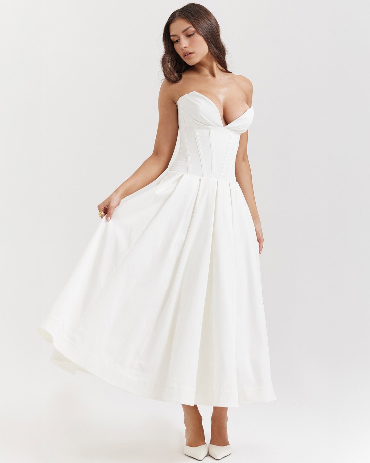 Amalfi | Strapless Midi Dress - Lora Toronto