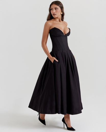 Amalfi | Strapless Midi Dress - Lora Toronto