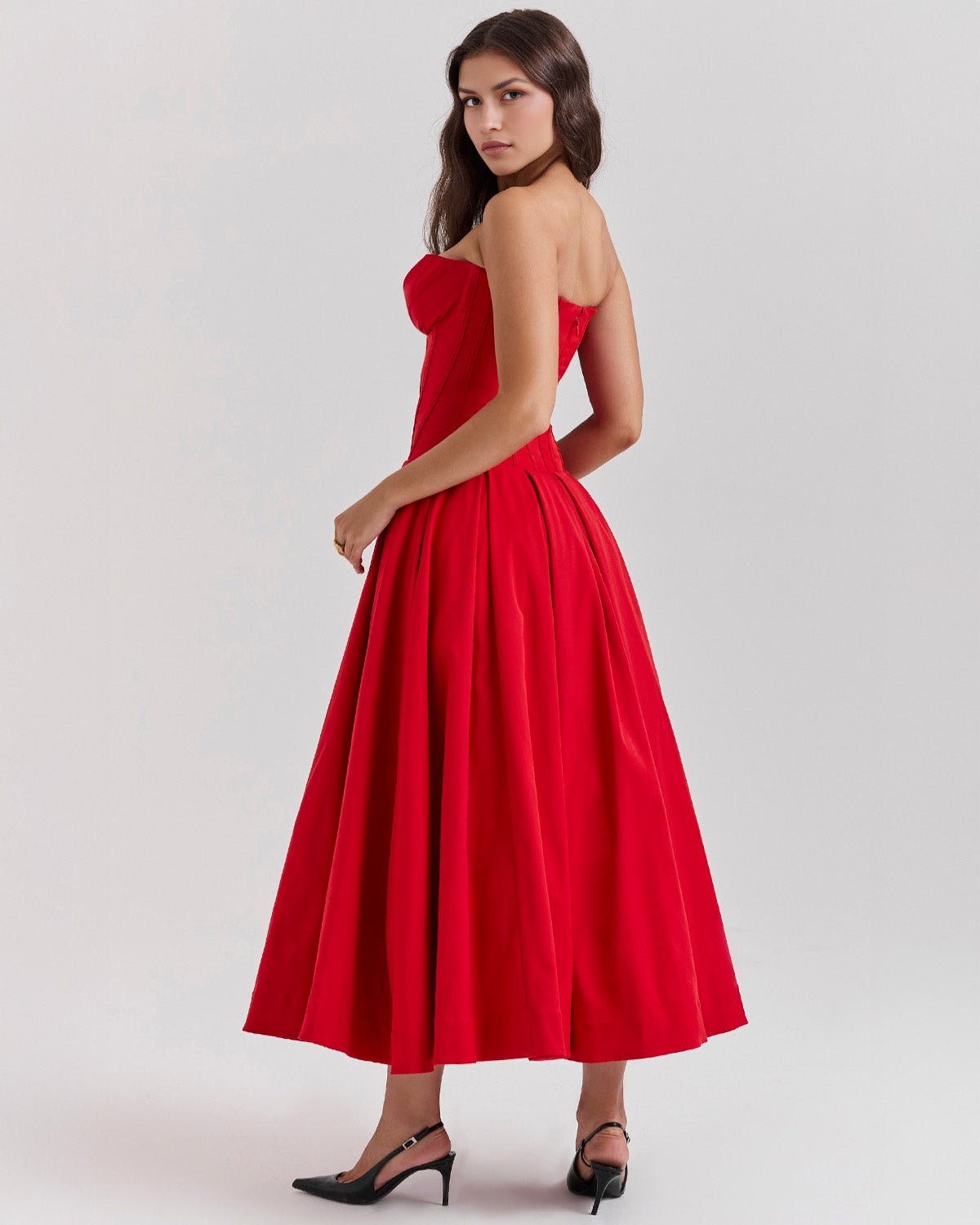 Amalfi | Strapless Midi Dress - Lora Toronto
