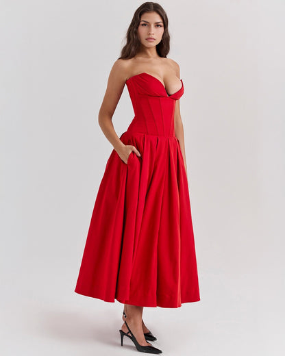 Amalfi | Strapless Midi Dress - Lora Toronto