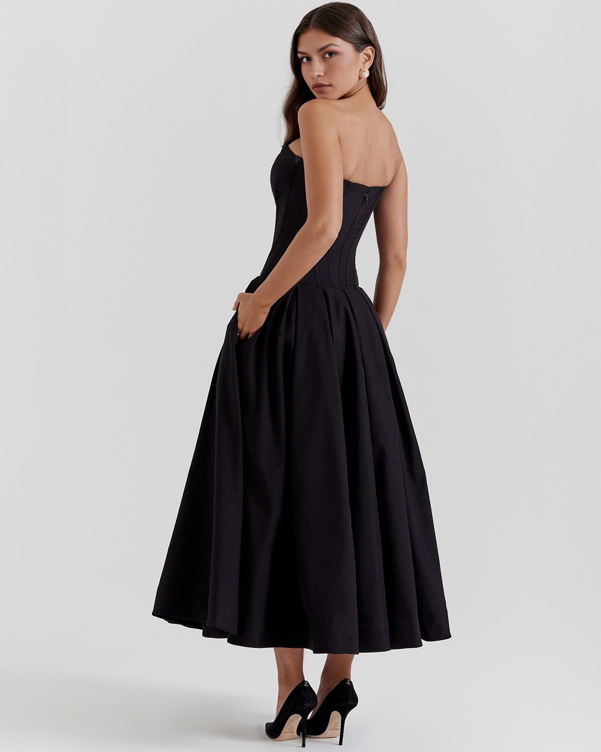 Amalfi | Strapless Midi Dress - Lora Toronto