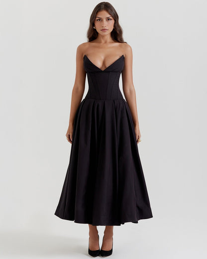 Amalfi | Strapless Midi Dress - Lora Toronto
