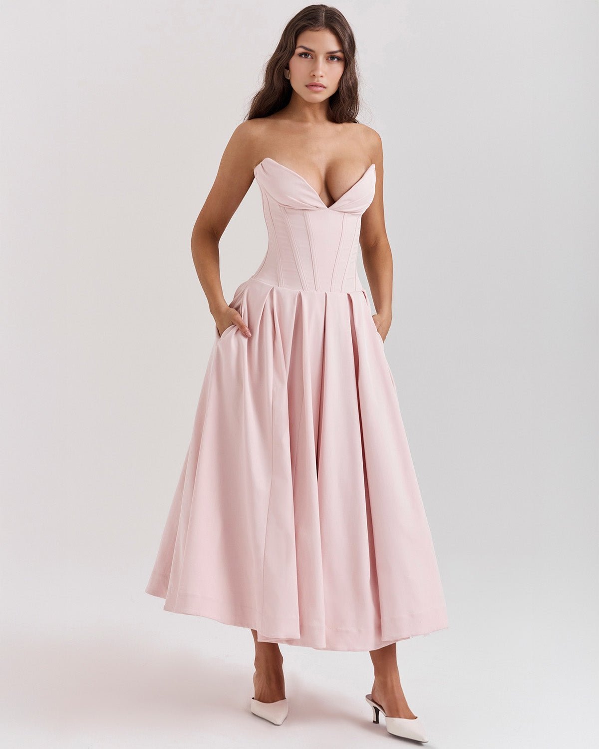 Amalfi | Strapless Midi Dress - Lora Toronto