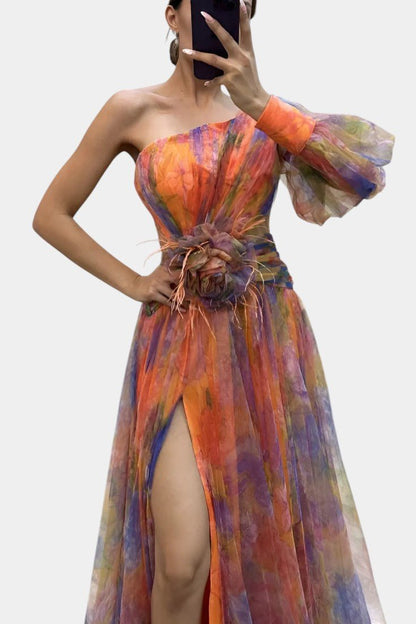 Amelie | One - Shoulder Asymmetric Maxi Dress - Lora Toronto
