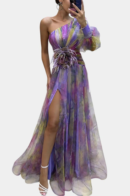 Amelie | One - Shoulder Asymmetric Maxi Dress - Lora Toronto