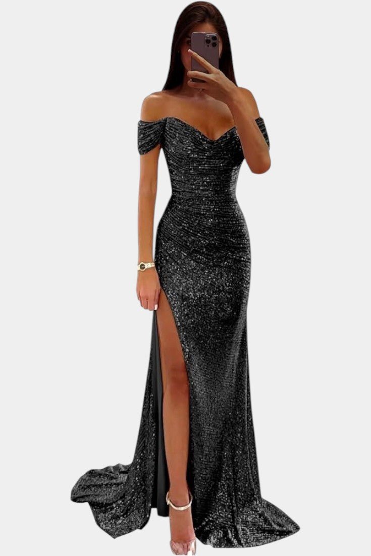 Ariel | Off - Shoulder Sequin Mermaid Gown - Lora Toronto