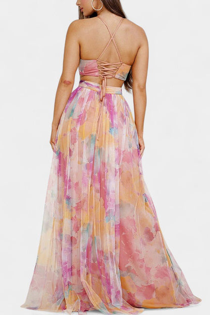 Athena | Watercolour Maxi Dress - Lora Toronto