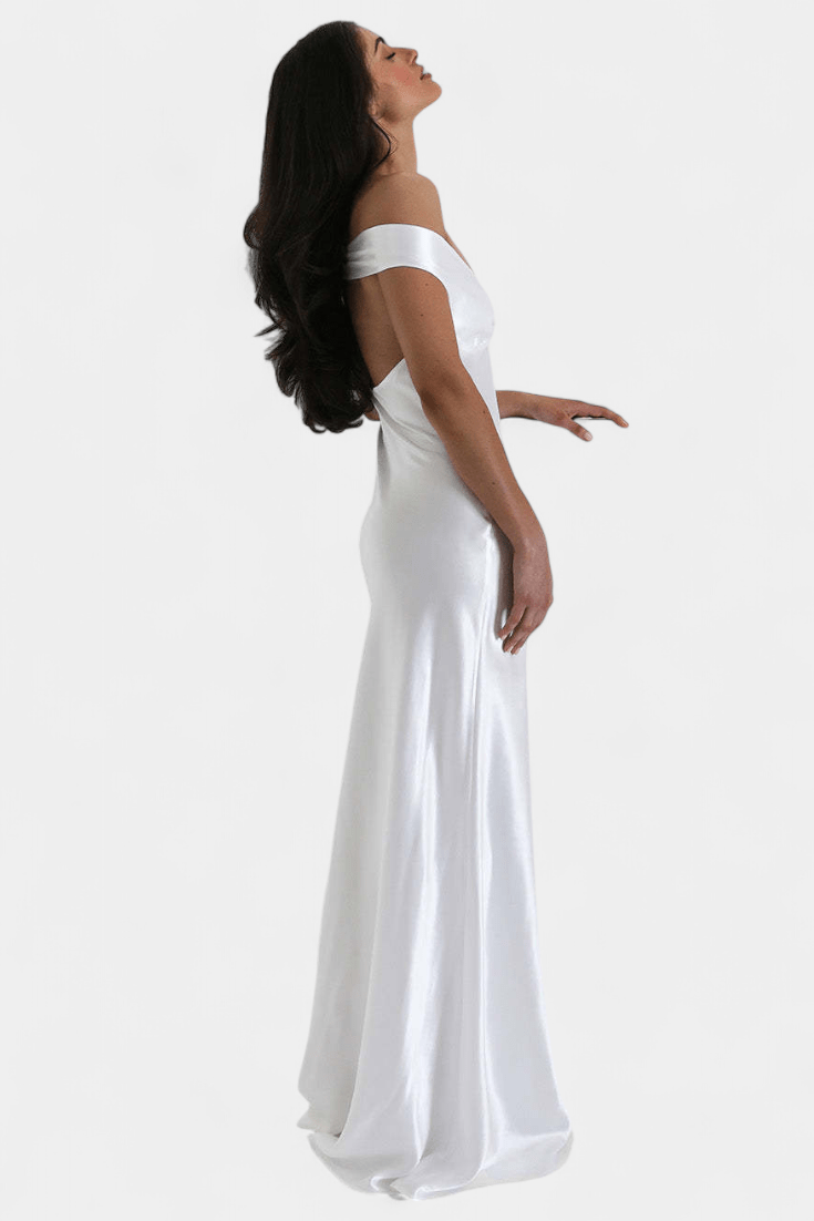 Blerina | Off - Shoulder Backless Fishtail Dress - Lora Toronto