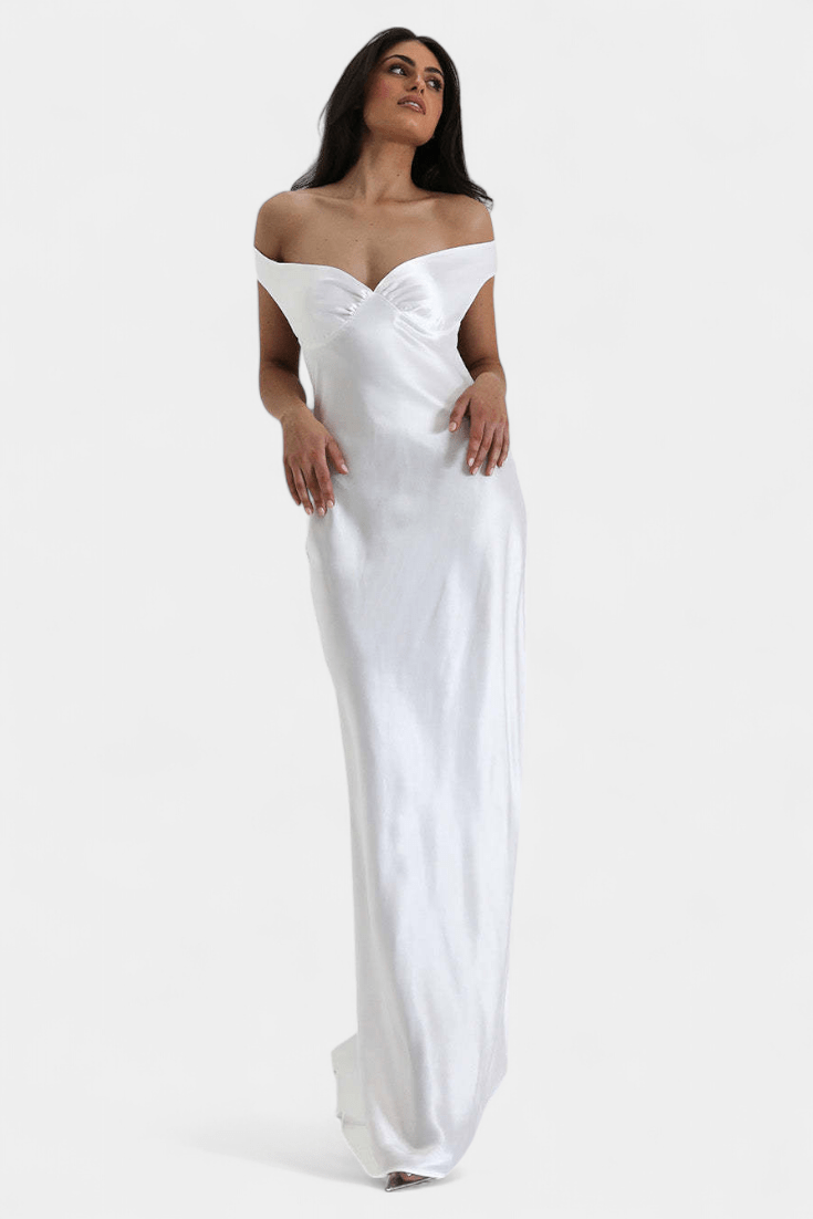 Blerina | Off - Shoulder Backless Fishtail Dress - Lora Toronto