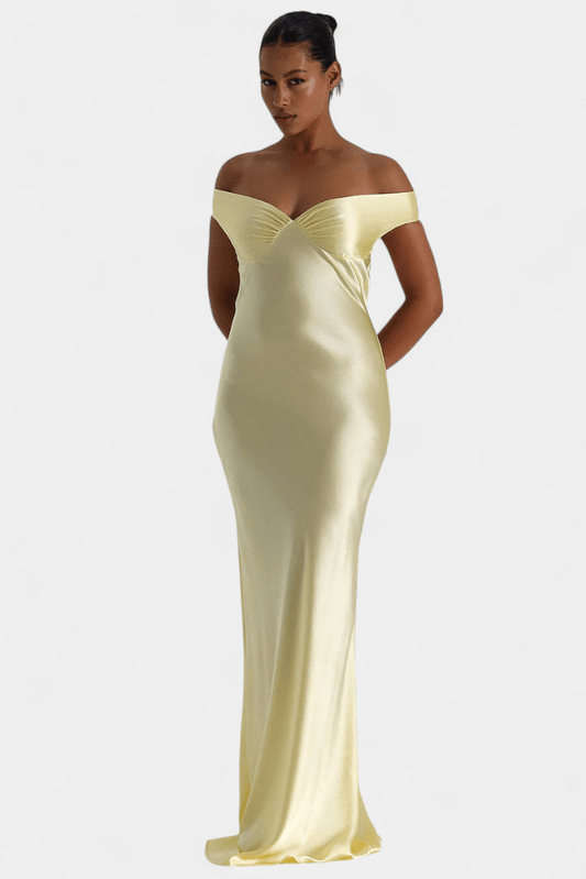Blerina | Off - Shoulder Backless Fishtail Dress - Lora Toronto