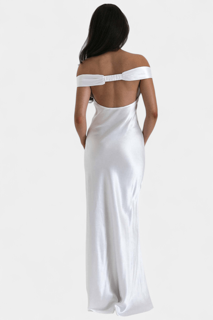Blerina | Off - Shoulder Backless Fishtail Dress - Lora Toronto
