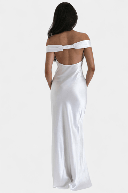Blerina | Off - Shoulder Backless Fishtail Dress - Lora Toronto