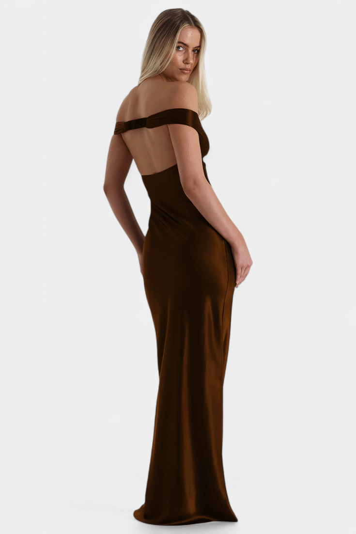 Blerina | Off - Shoulder Backless Fishtail Dress - Lora Toronto