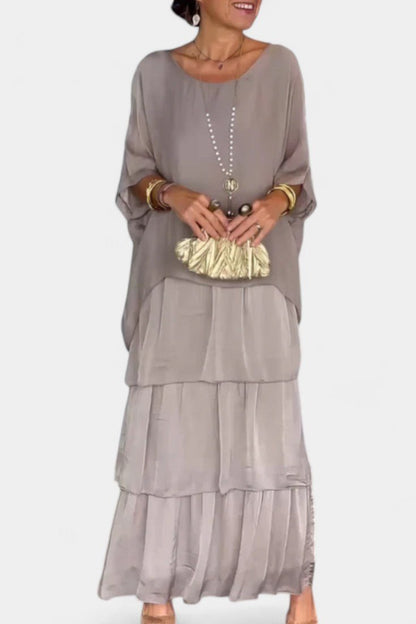 Caroline | Tiered Batwing Maxi Dress - Lora Toronto