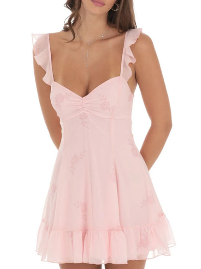 Amara | Floral Sweetheart Ruffled Cami Mini Dress