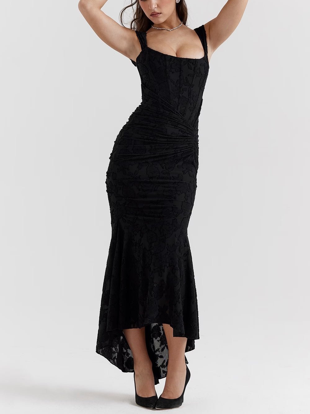 Cesca | Floral Burnout Corset Maxi Dress - Lora Toronto