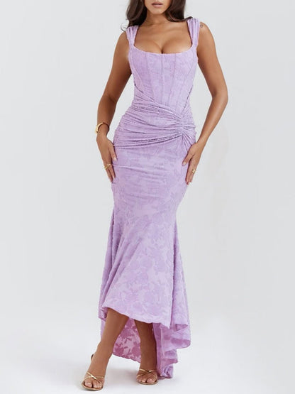 Cesca | Floral Burnout Corset Maxi Dress - Lora Toronto