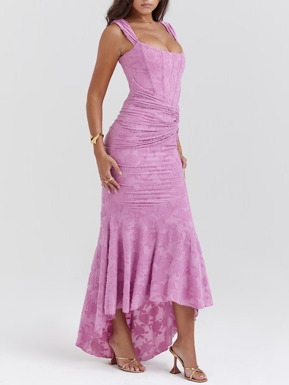Cesca | Floral Burnout Corset Maxi Dress - Lora Toronto