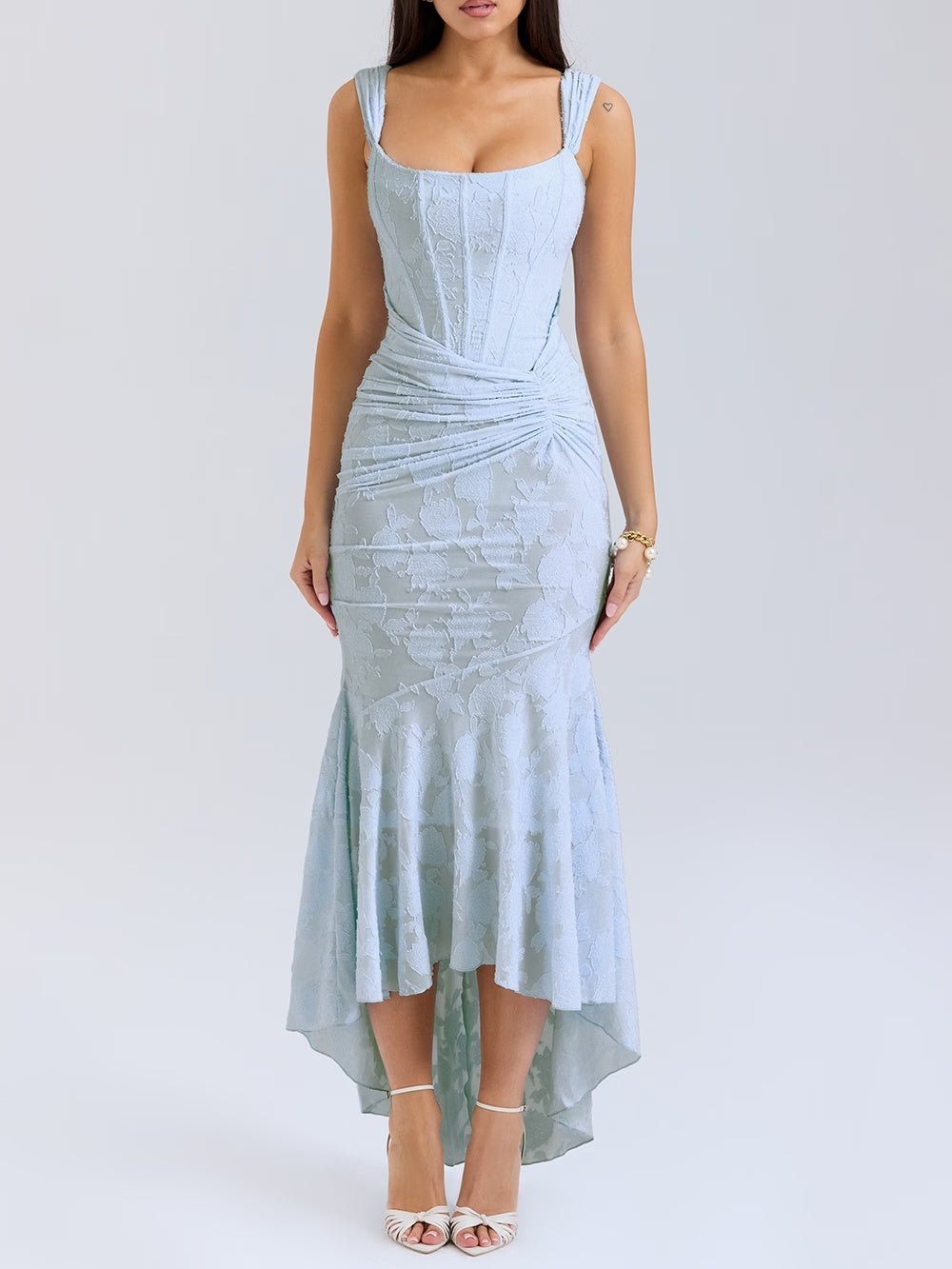 Cesca | Floral Burnout Corset Maxi Dress - Lora Toronto